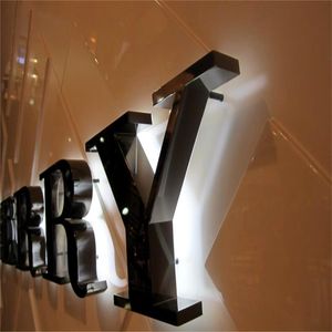 Factory Outlet Outdoor stainless steel lighted sign letters, backilluminated metal shop sign letters, custom company store name signs