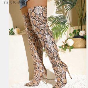 2024 Winter Pattern Pointy Women Xibeilove Sexy Snake Fashion Zipper High Over Knee Boots Nightclub Dance Party Shoes T230824 882