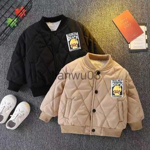 Down Coat Autumn Winter Warm Baby Boys Thicke Quilted Padded Jacket 2023 New Children Fleece Jacket Boys Handsome Baseball Uniform Coats x0825