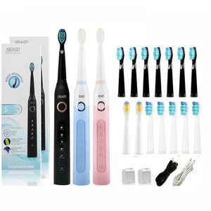 Tandborste rengöringspris Seago 507 Eletric Toothbrush 5 Rengöringslägen Tänder Borsta Vit Tand Ta bort Plack Sonic Clean Thand Brush 230824