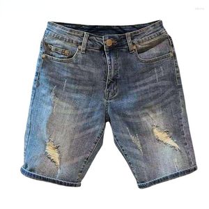 Erkek şortları erkek pantolon yaz kot pantolon gündelik denim tulum deliği hombre fit erkek 2023 katı sokak giysileri