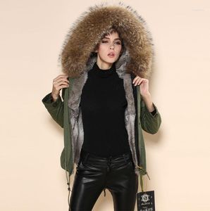 Parka da donna invernale in pelliccia da donna, capispalla casual, cappotto militare con cappuccio, cappotti da vera donna