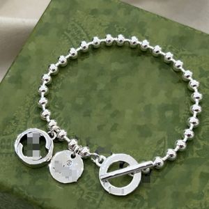 Trendy Unisex Bracelets Stylish 925 Silver Round Bead Chain G Interlocking Bead Bracelet