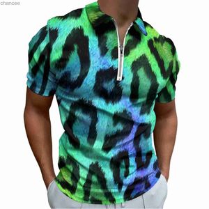 Двухтовые повседневные рубашки Polo футболки с леопардовым припечатка