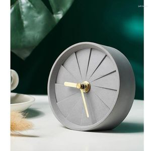 Table Clocks Cement Clock Nordic Simple Creative Student Desktop Mute Concrete