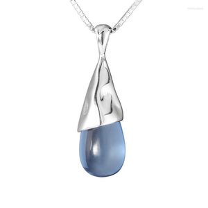 Chains S925 Sterling Silver Minimalist Temperament Opal Water Drop Necklace Pendant Designed By Female Minority In Korean Version