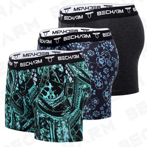 Underpants 3pcsLot Men's Panties Male Man Pack Shorts Boxers Men Briefs Set Printing Boxershorts Large Size Black Green Blue 230824