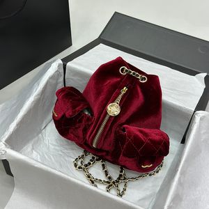 Женские дизайнерские мини -сумки рюкзак Классический бархатный рюкзак монета очарование много карманное золото оборудование для мателасса цепная сумка на плече