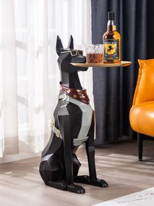 Decorative Objects Figurines Home Decor Doberman Dog Statues Living Room Large Floor Tray Decorations Light Luxury Sculptures Crafts Animal Table 230824