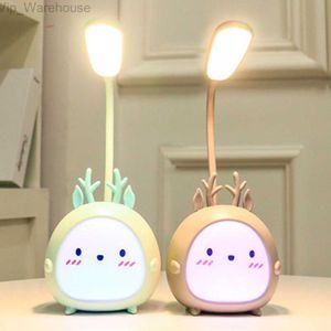 Cute Cartoon LED Desk Lamp Foldable Ambient Light 3-Gear Adjustable USB Rechargeable Reading Light Eye Protective Night Light HKD230824