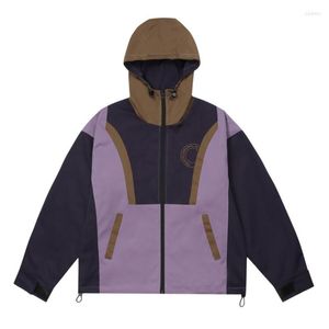 Men's Jackets 2023 Autumn Unisex Oversize Vintage Color Block Waterproof Jacket Coat Polyester Windbreaker Tops Mens Harajuku Thin