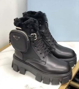 Kvinnor Martin Boots Monolish Boots Shiny Rois Boots Leather Nylon Ankle Combat For Women Rem med avtagbar nylonpåse