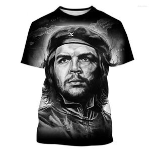 Men's Thirts Fashion Che Guevara 3D T-Shirt Summer Tops Tops Men and Women Outdoor Street Homme Black Short Sleeve Tees