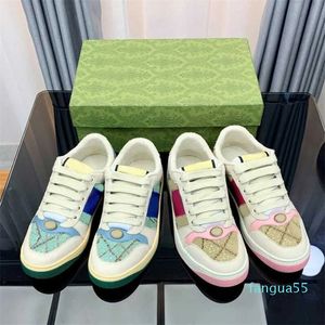 2023-Canvas Top-Qualität Designer-Streifen-Top-Schuhe Mode schmutziges Leder Schnür-Low-Tennisschuh Stoff Sport Casual Männer Frauen Screener Sneaker