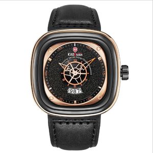 KADEMAN Marca Fashon Cool quadrante grande Orologi da uomo Orologio al quarzo quadrato Calendario Tempo di viaggio accurato Generoso orologio da polso maschile2218