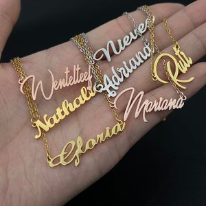 Подвесные ожерелья персонализированное имени Имя Ожерелье для женщин на заказ курсивных букв буква