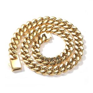 Stainless Steel Gold Cuban Link Chain Necklace Silver Mens Necklaces Hip Hop Jewelry 8 10 12mm298D