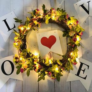 Dekorative Blumen, 30 LEDs, 2,2 m, künstliche Blumen, Rosengirlande, Weinreben-Lichterkette, Lichterkette für Valentinstag, Hochzeit, Party, Garten, Basteln