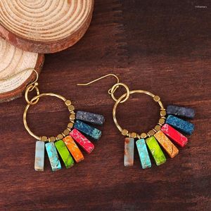 Dangle Küpeler Boho Tarzı Otantik 7 Çakra İmparatorluk J-Esper Pirinç Cazibesi Dropshop