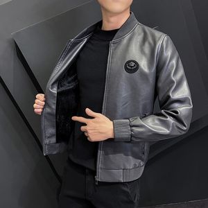 Men's Jackets Leisure Motorcycle Windproof Zipper Standing Collar PU Leather Jacket Slim Fit High Quality Fashion Coat Brand Wear 230824