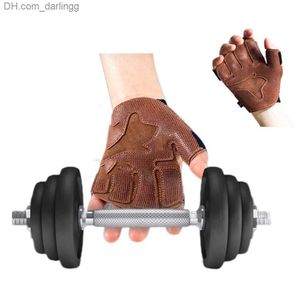 Cowhide Weight Lifting Training Gloves Men Women Gym Workout Glove For Fitness Viktlyftning Pull Up Palm Protection Support Q230825