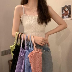 دبابات المرأة Camisole للنساء حلوة لطيف لطيف Slim Sexy College وصول الصيف الكورية النمط الجمالي Harajuku TOPS TOPS Mujer Chic