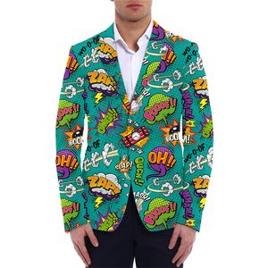 Erkekler Suits Blazers Erkek Blazers 3D Graffiti Baskı Moda Günlük Takım Takımları Blazer Erkek Ceketler Hip Hop Büyük Boy