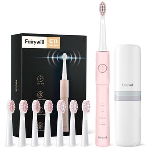 Escova de dentes Fairywill Sonic escova de dentes elétrica E11 à prova d'água carga USB recarregável escova de dentes elétrica 8 cabeças de substituição de escova adulto l230824