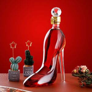 Bar Tools Luxurious Crystal 350 750ML High Heels Shape Decanter Red Wine Brandy Champagne Glasses Whiskey Bottle Accessories 230824