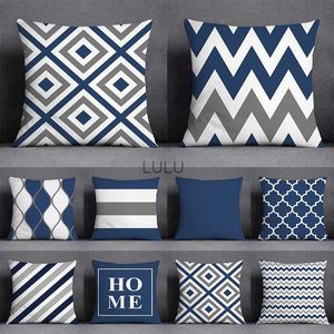 45x45CM Cushion Cover Geometric Pattern Polyester Blue Grey Pillowcase Upholstery Sofa Cushion Throw Pillow Home Decor Pillowcas HKD230825 HKD230825