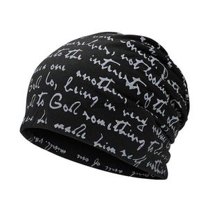 Beanie/Kafatası Kapakları Hip Hop Kafataları Beanies Mektup Baskı Erkekler Goth Bonnet Şapka Kapağı İnce Sonbahar Sokak Giysesi Kadınlar Pamuk Kış Nightcap Kafa Sarma L0825