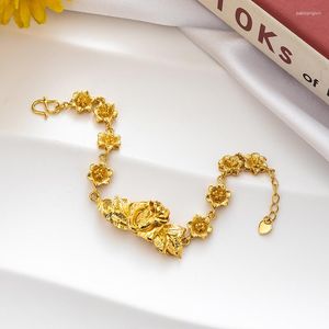 Bangle Fatima Women's Hand Bracelets Charm Bracelet Bangles Pulsera Femme Gold Color Multi Flower Wristband Retro Jewelry