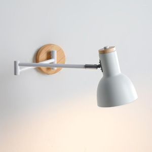 Lampa ścienna el projekt wystrój huśtawki LED Rocker Wood Mirror Sconce Studium regulowane składane lampy odczytu Lampy