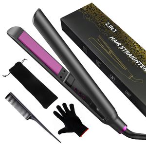 Alisadores de cabelo QXXZ Flat Iron Straightener Cerâmica Calor LED Elétrico Curler Reto 2 em 1 Salon Penteado Ferramenta 230825