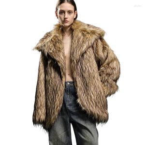 Kadın Kürk Taklit Rakun Ceket Erkekler Kadın Kış Giyim Çevre Dostu Kalınlaştırılmış Orta Palto Sıradan ve Sıcak S-9XL