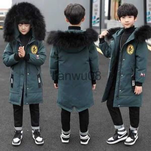 Down Coat New Winter Thick Hooded Jacket Boys Fur Collar Parka Snowsuit Coats MidLength Warm Cold Protection Down Cotton Clothes x0825