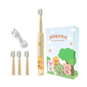 Toothbrush Cartoon Sonic Electric Toothbrush for Kids 3 Mode USB 500mAh Rechargeable IPX7 Waterproof Brushes with 4pcs Replacement Heads 230824