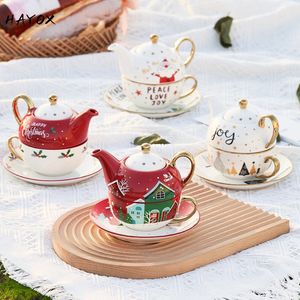 Mugs Christmas Coffee Cup and Saucer Dish Ceramics Boutique Pattern Set Tea Black A Pot 230825