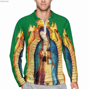 Our Lady of Guadalupe Casual Polo Shirts Virgin Mary T-Shirts Long Sleeve Custom Shirt Spring Funny Oversized Clothing Gift HKD230825