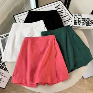 Artikel titel sommar kvinnor linne blandade byxor kjol mini casual lös shorts