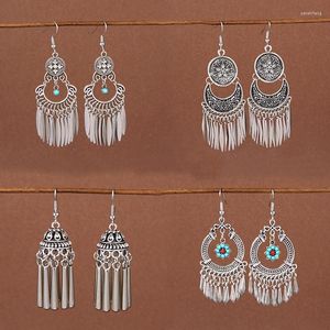 Dangle Earrings Chinese Style Vacation Jewelry Accessories Ethnic Retro Alloy Carved Tassel For Women