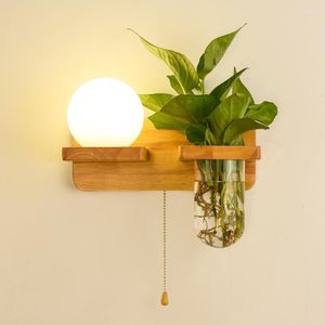 Wall Lamp Bedroom Bedside Plant Decorative Balcony Hallway Hydroponic Original Wooden Study