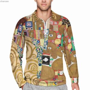 Gustav Klimt Art Polo Shirts Spring Abstract Print Casual Shirt Långärmad krage Y2K Anpassade överdimensionerade T-shirts HKD230825