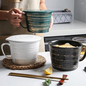 Skålar Creative Breakfast Cup Cereal Ceramic Bowl Water Glass Frosted Table Seary Fruit Soup Ramen Friends Gift Dessert