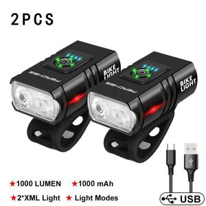 Luci per bici 1000 Lumen T6 LED Luce per bicicletta Lampada ricaricabile anteriore Torcia MTB Faro per bici Torcia per ciclismo Luz Delantera Bicicleta 230824