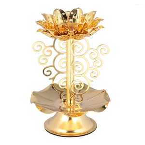 Portacandele Portacandele Lampada di loto Candeliere Supporto Diwali Decor Olio Lanterna Diya Goldtealight Fiore Lampade in ottone Poojacrystal