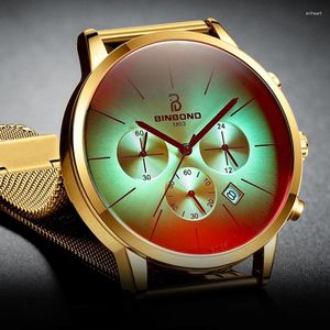 Нарученные часы коробка Binbond B0135men Watch Top Fashion Quartz Мужские часы стальные водонепроницаемые запясть