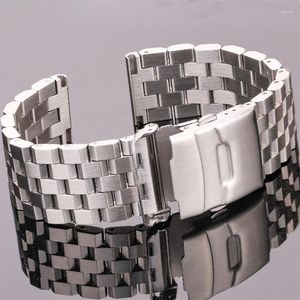 Zespół paski Solid Bransoletka ze stali nierdzewnej 18 mm 20 mm 22 mm 24 mm Women Men Men Srebrne szczotkowane metalowe akcesoria do obserwacji 152a