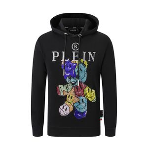 PLEIN BEAR Brand Men's Hoodies & Sweatshirts Warm Thick Sweatshirt Hip-Hop Loose Characteristic Personality PP Skull Pullover Rhinestone Luxury Men's Hoodie 2067