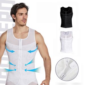 Bel karın şekillendirici erkek bel eğitmeni korse karın zayıflama shapewear göbek şekillendirme üst jinekomastia sıkıştırma gömlekleri fermuarlı gövde şekillendiricisi 230824